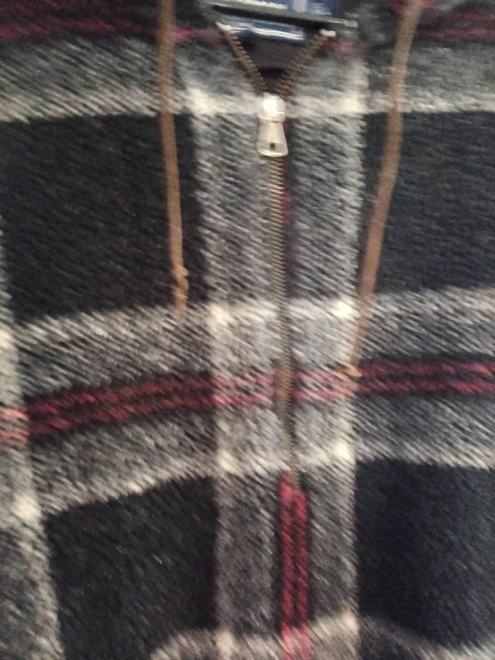 Polo by Ralph Lauren Black Plaid Hooded Zip Jacket with Red Accents